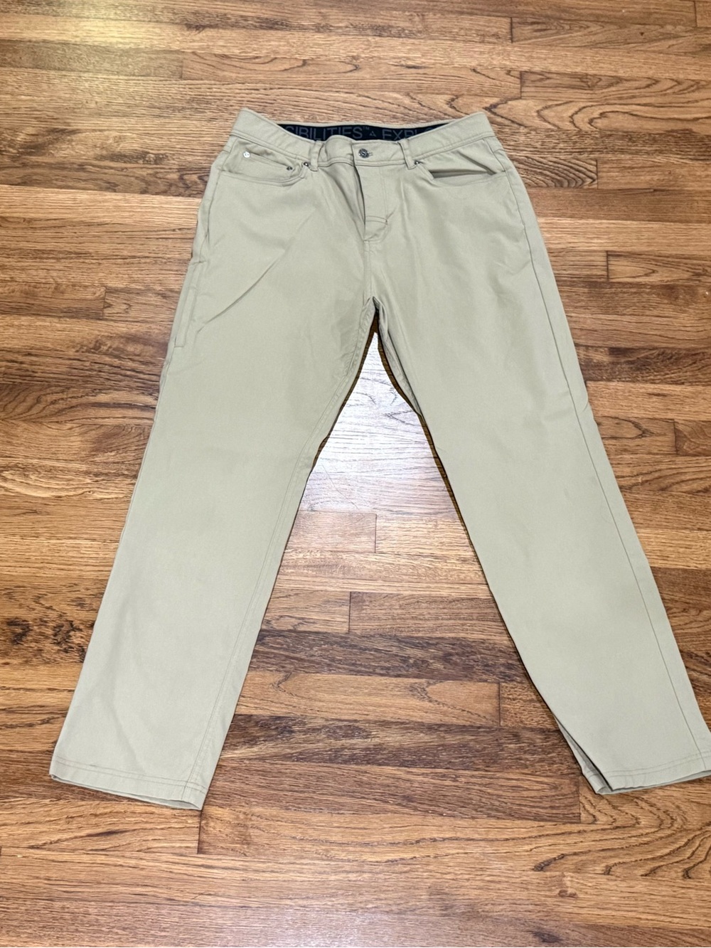 Gerry Men’s Performance Pants 34x32 Khaki Hiking Travel Outdoor Zip Side Pocket